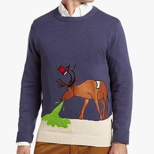 NWT Alex Stevens Puking Reindeer Christmas Sweater